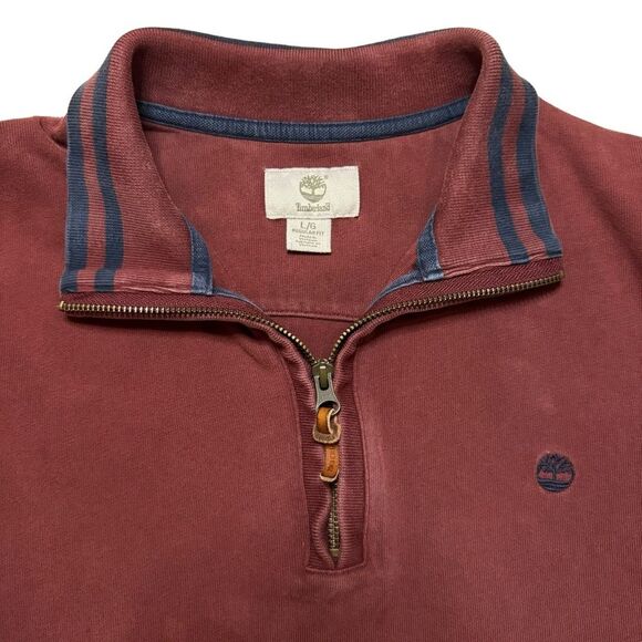 Timberland Men’s 100% Cotton Quarter-Zip Sweater Sweatshirt Pullover Size Large - Picture 3 of 7